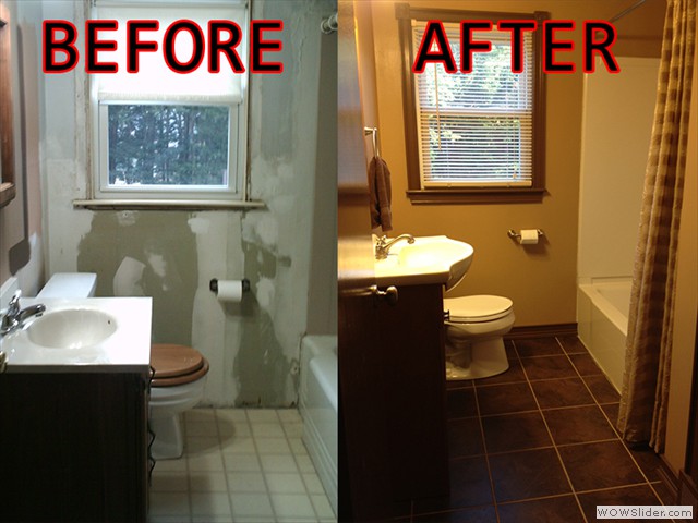 Before and after bathroom restoration